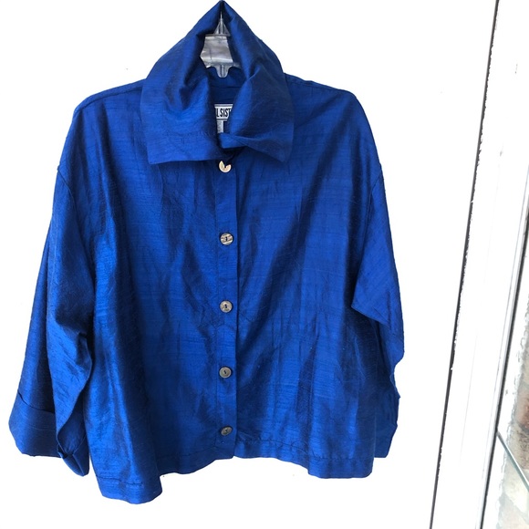 Vintage Tops - Vintage Paul Sisti Blouse Womens 100% Silk Dupioni